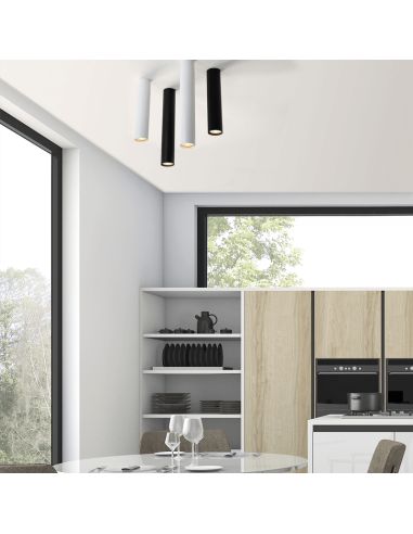 Plafón tubular Zoom 35/45cm blanco o negro ambiente