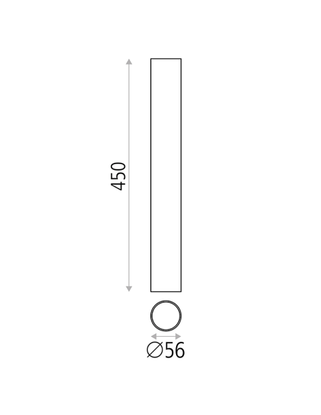 Plafón tubular Zoom 45cm medidas