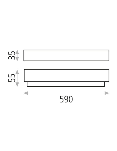 Aplique LED minimalista para espelho Box 59cm medidas