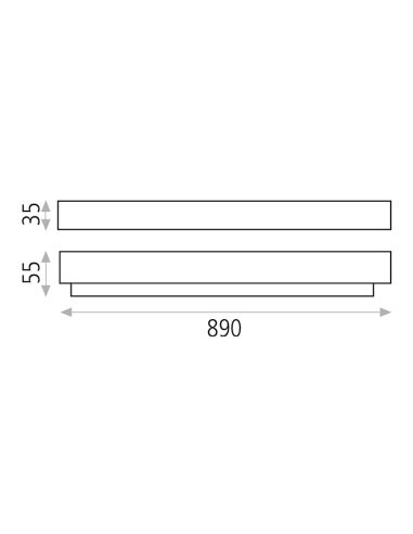Aplique LED rectangular Box grande de 89cm medidas