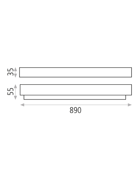 Aplique LED rectangular Box grande de 89cm medidas