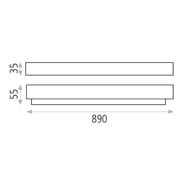 Aplique LED rectangular Box grande de 89cm medidas