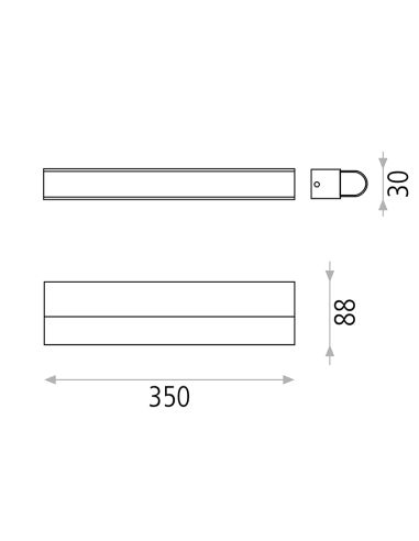 Mesures de l'applique murale de salle de bain Tesla LED 35cm