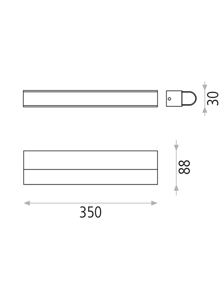 Aplique LED de baño Tesla de 35cm medidas