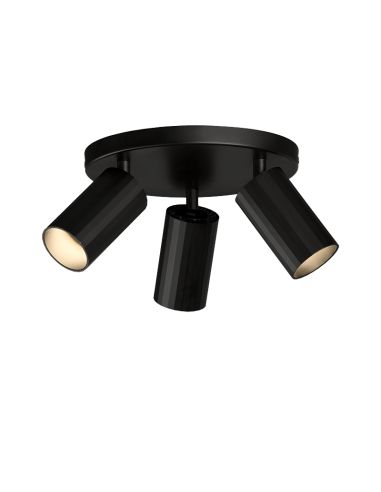 Plafonnier Modrian avec 3 spots orientables noirs