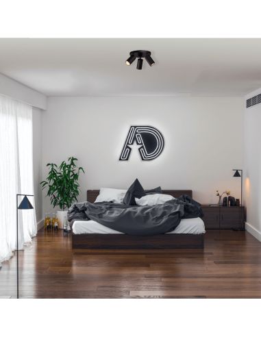 Plafonnier Modrian avec 3 spots orientables, noir ambiant