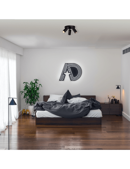 Plafonnier Modrian avec 3 spots orientables, noir ambiant