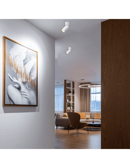 Spot de plafond apparent Modrian blanc ambiant