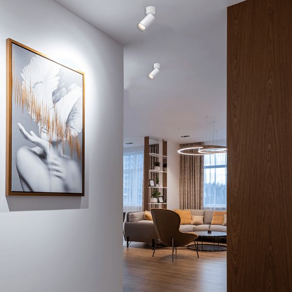 Foco de techo de superficie Modrian blanco ambiente