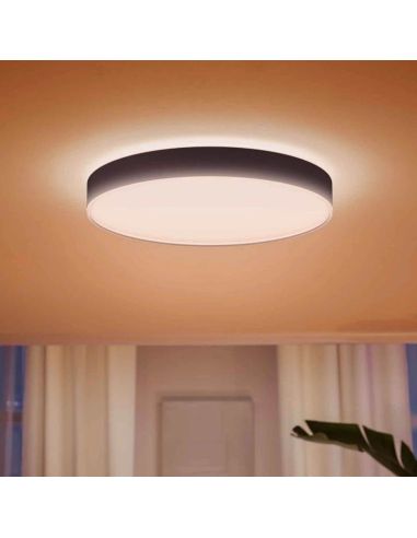 Plafón LED Redondo de color Negro Enrave XL Philips Hue 48W 6.100Lm 2.200K - 6.500K 8718696176481 | LeonLeds