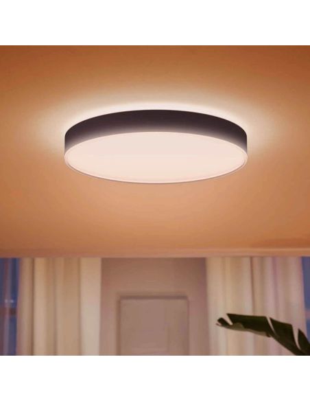 Plafón LED Redondo de color Negro Enrave XL Philips Hue 48W 6.100Lm 2.200K - 6.500K 8718696176481 | LeonLeds