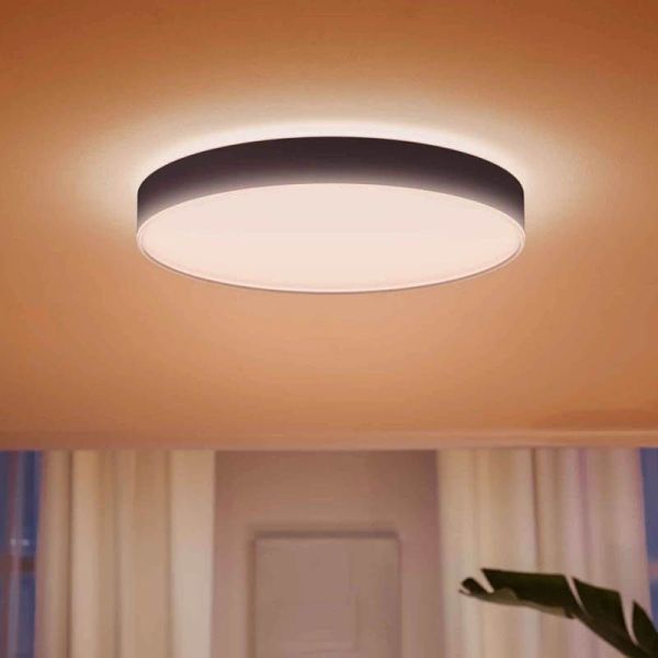 Plafón LED Redondo de color Negro Enrave XL Philips Hue 48W 6.100Lm 2.200K - 6.500K 8718696176481 | LeonLeds