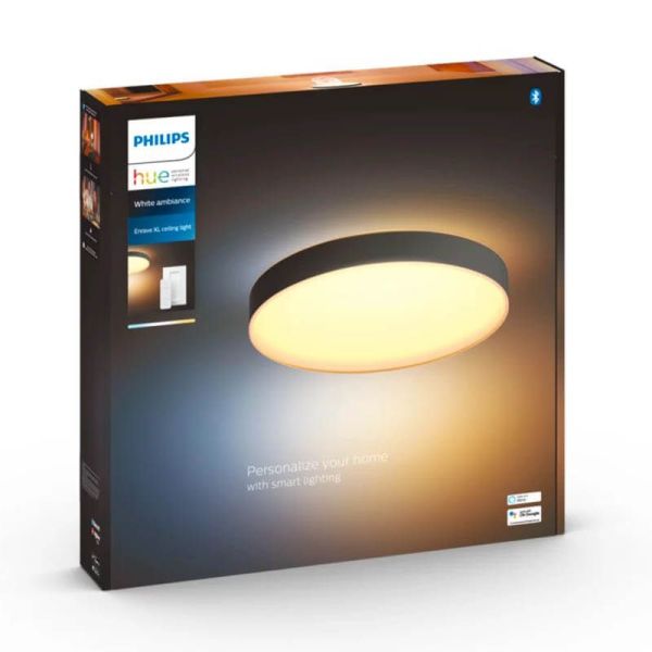 Plafon Box Redonda LED Preto Enrave XL Philips Hue 48W 6.100Lm 2.200K - 6.500K 8718696176481 | leonleds
