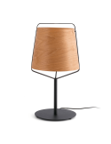 Lámpara de mesa Stood con pantalla de madera y pie negro
