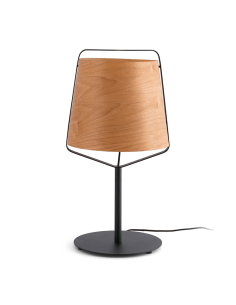 Lámpara de mesa Stood con pantalla de madera y pie negro