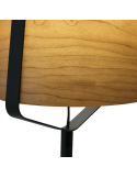 Lámpara de mesa Stood con pantalla de madera y pie negro detalle