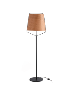 Lámpara pie de salón Stood negra y madera 29847