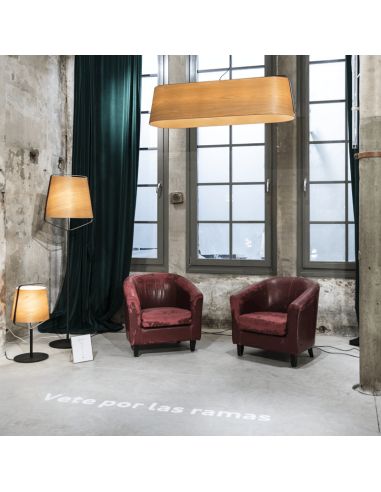 Faro 29847 Ambiente Candeeiro de pé pé preto e madeira para sala