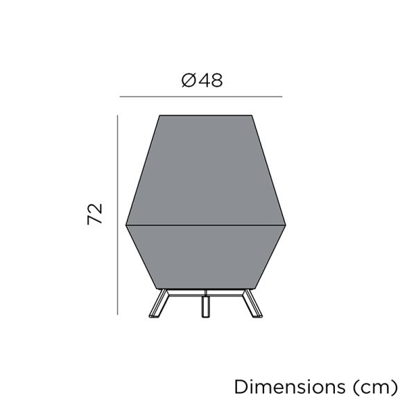 Mesures de la lampe de table d'extérieur Conta 70cm