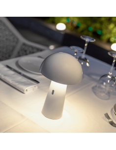 Lámpara de mesa recargable Shitake blanca 2
