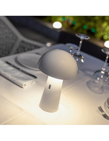 Lámpara de mesa recargable Shitake blanca ambiente
