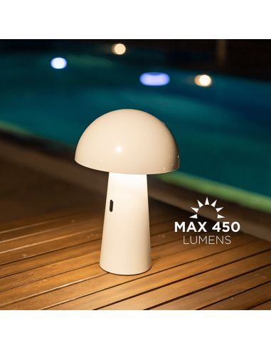Lámpara de mesa recargable Shitake blanca ambiente exterior