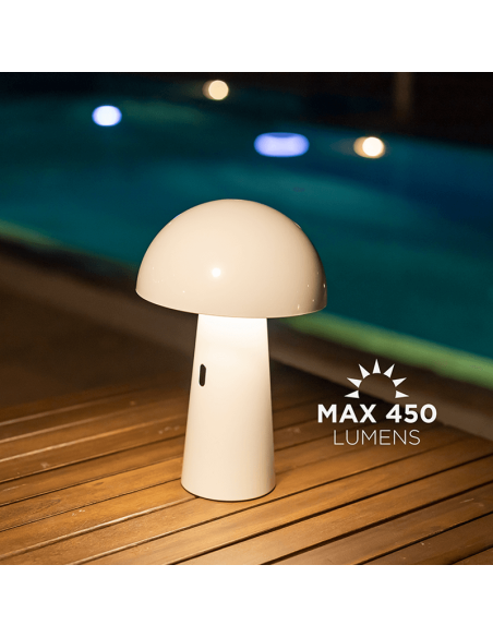 Shitake lampe de table rechargeable blanche environnement extérieur
