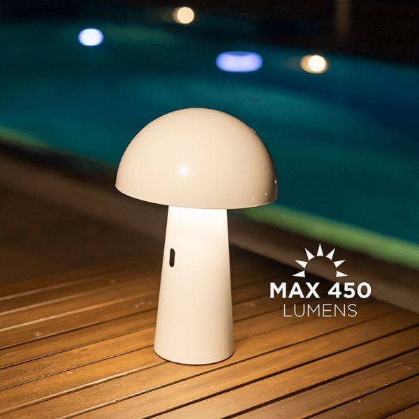 Lámpara de mesa recargable Shitake blanca ambiente exterior
