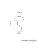Lámpara de mesa recargable Shitake blanca o negra de exterior ambiente