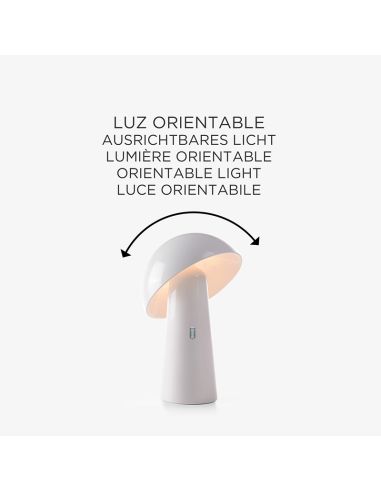 Lámpara de mesa recargable Shitake blanca ambiente orientable