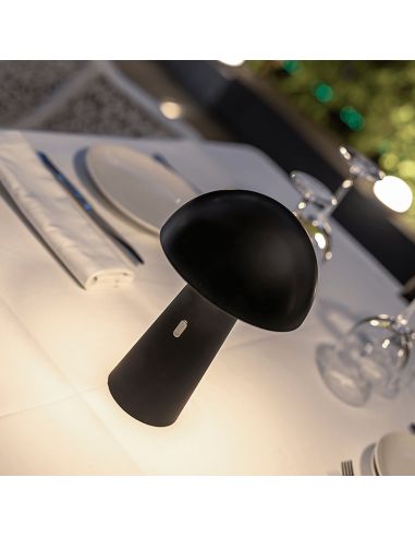 Lámpara de mesa recargable Shitake negro ambiente