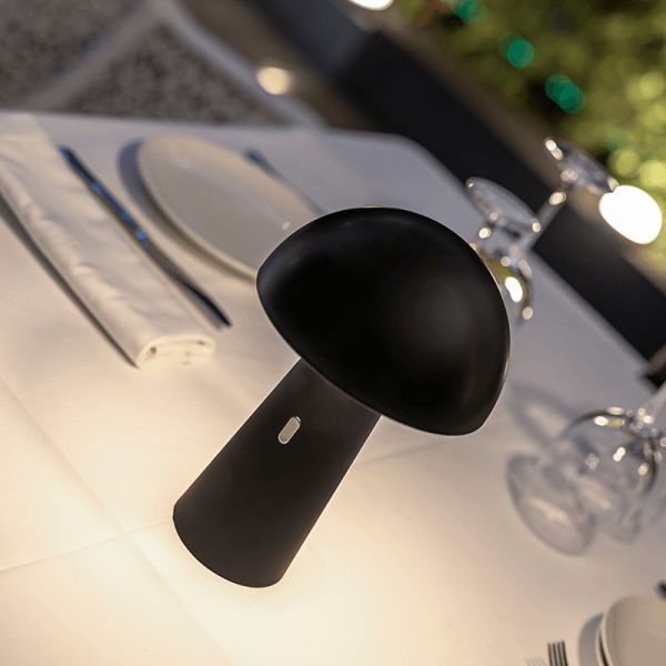 Lampe de table rechargeable shitake noir ambiant