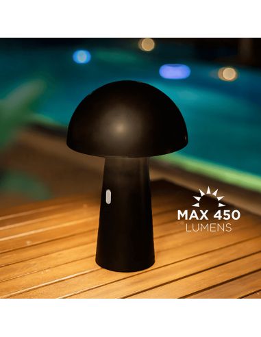 Lampe de table rechargeable Shitake environnement extérieur noir