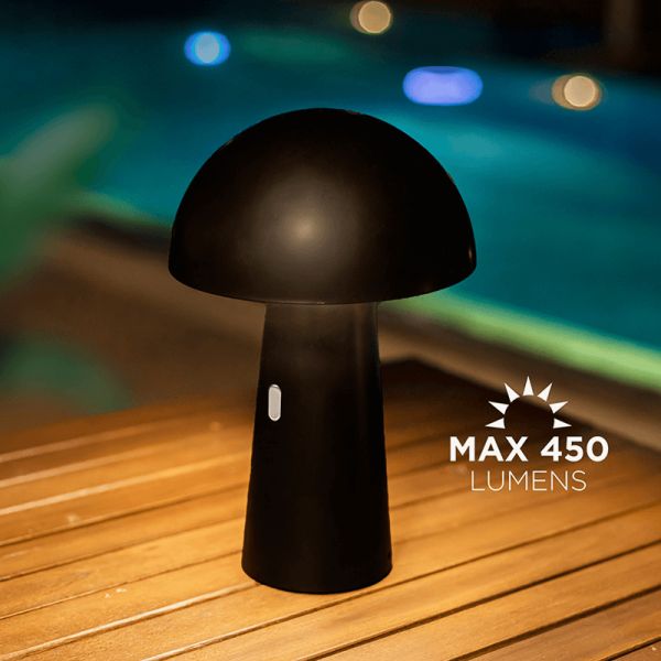 Lampe de table rechargeable Shitake environnement extérieur noir
