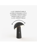 Lampe à poser rechargeable Shitake noir ambiant réglable