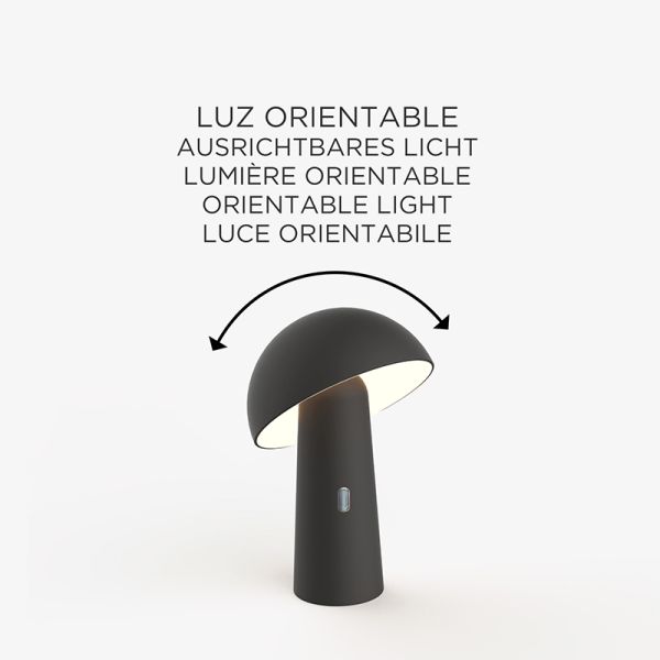 Lampe à poser rechargeable Shitake noir ambiant réglable
