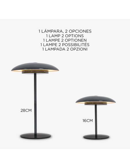 Candeeiro de mesa de exterior recarregável de metal Sardenha 30 série antracite