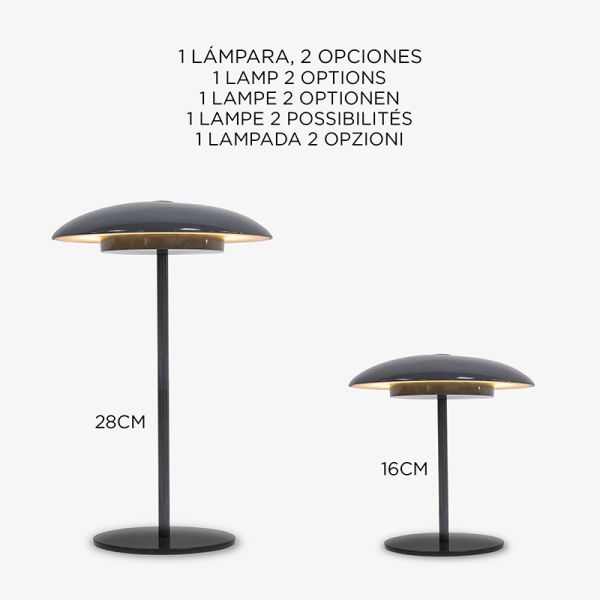 Candeeiro de mesa de exterior recarregável de metal Sardenha 30 série antracite