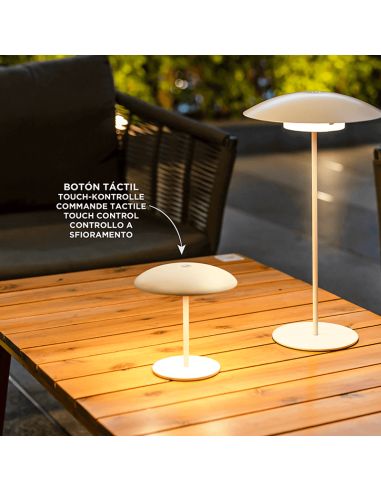 Lámpara de mesa exterior de metal recargable Sardinia 30 blanca