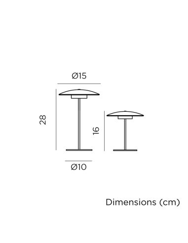 Lámpara de mesa exterior de metal recargable Sardinia 30 medidas