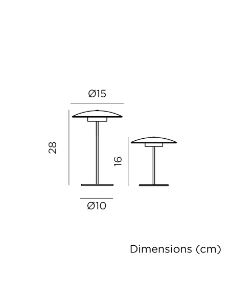 Candeeiro de mesa exterior recarregável de metal Sardenha 30 tamanhos
