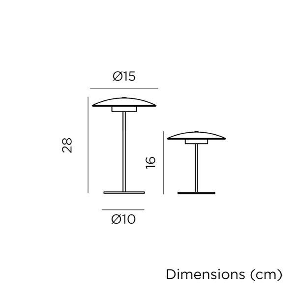 Lámpara de mesa exterior de metal recargable Sardinia 30 medidas