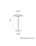Lámpara de mesa LED exterior sin cables Sardinia 40 blanca o antracita medidas