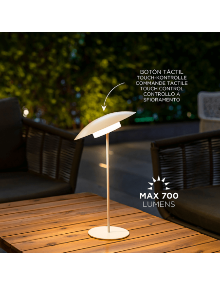 Lampe de table LED d'extérieur sans fil Sardaigne 40 blanche ambiante réglable