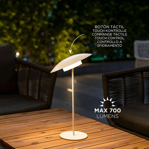 Candeeiro de mesa LED exterior sem fios Sardinia 40 branco ambiente ajustável
