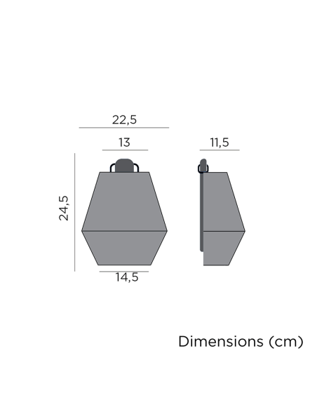 Aplique de pared LED con batería recargable Conta Wall gris medidas