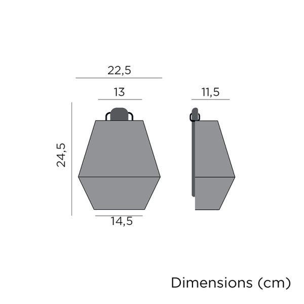 Aplique de pared LED con batería recargable Conta Wall gris medidas