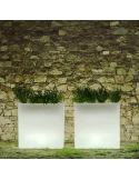Macetero con luz LED rectangular Junco 80 para exterior ambiente