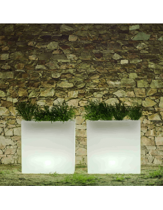 Macetero con luz LED rectangular Junco 80 para exterior 2
