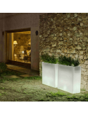 Macetero con luz LED rectangular Junco 80 para exterior solar